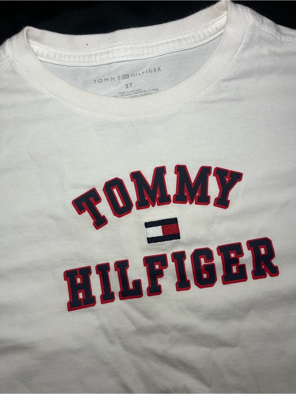 Tommy Hilfiger White Tee with Red & Navy Logo